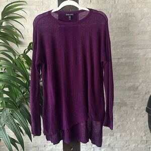 Eileen Fisher Purple Asymmetrical Wool Alpaca Blend Oversized Tunic Sweater XS